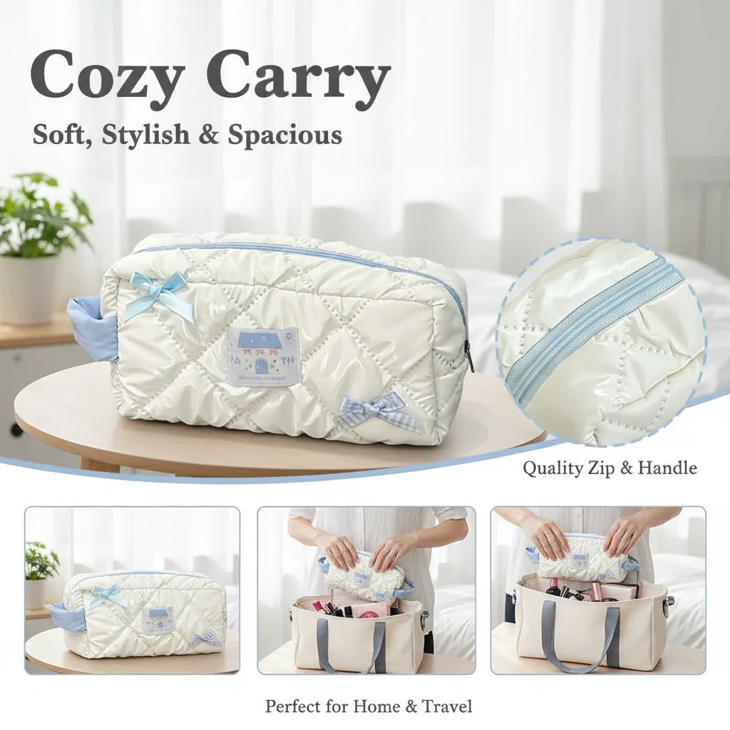 Cute Minimalist Milk White Butterfly Bow Pencil Case Large Capacity Layered Storage Portable Stationery Bag for School & Office