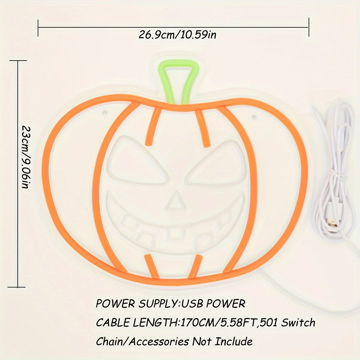 Halloween Pumpkin LED Neon Sign,USB Powered, Neon Light for Party, Room, Pub, Club, Shop, Salon Decor