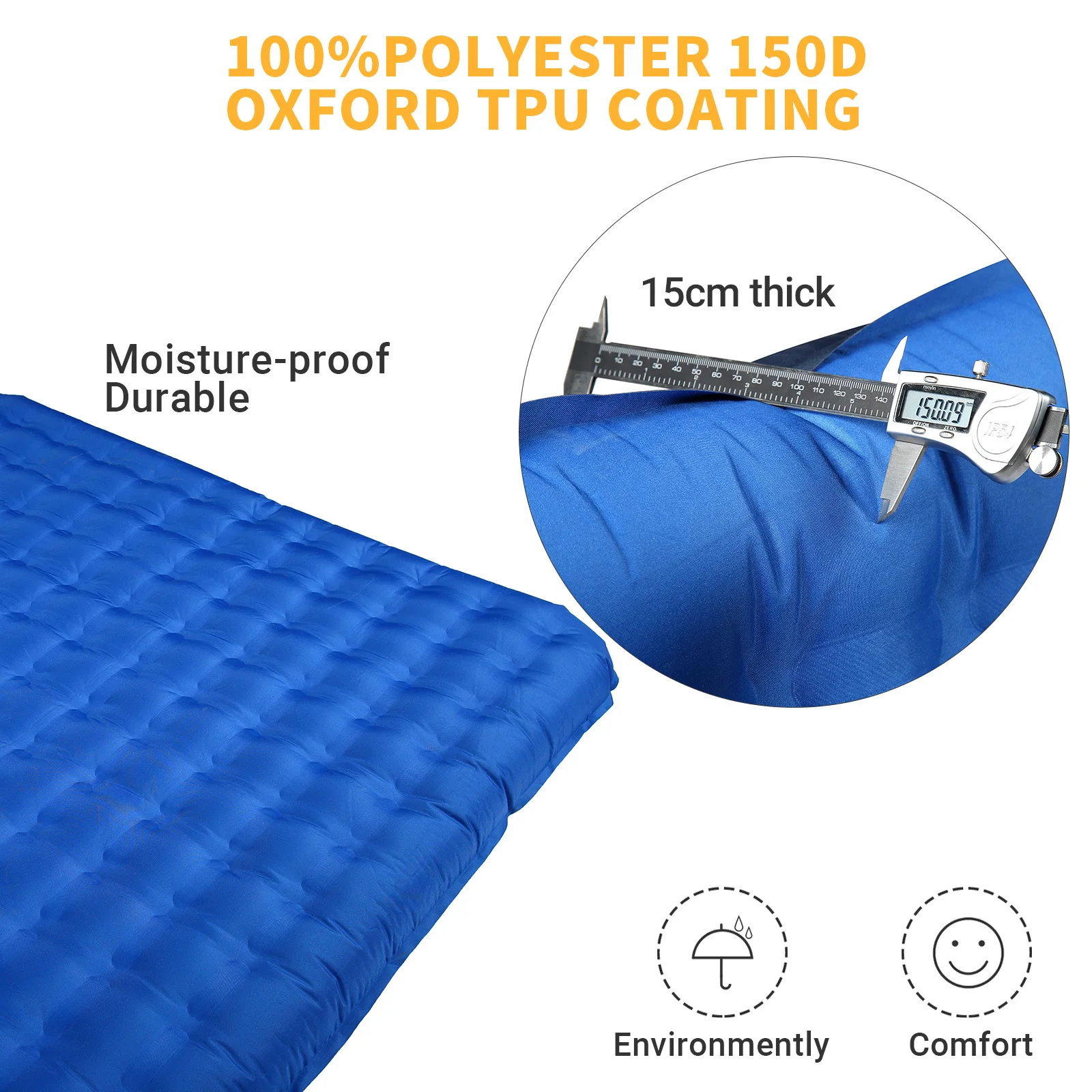 Двойная воздушная подушка KingCamp, очень толстая сверхлегкая надувная спальная подушка 6,0 дюйма для кемпинга, пеших прогулок, двора, сумки для переноски