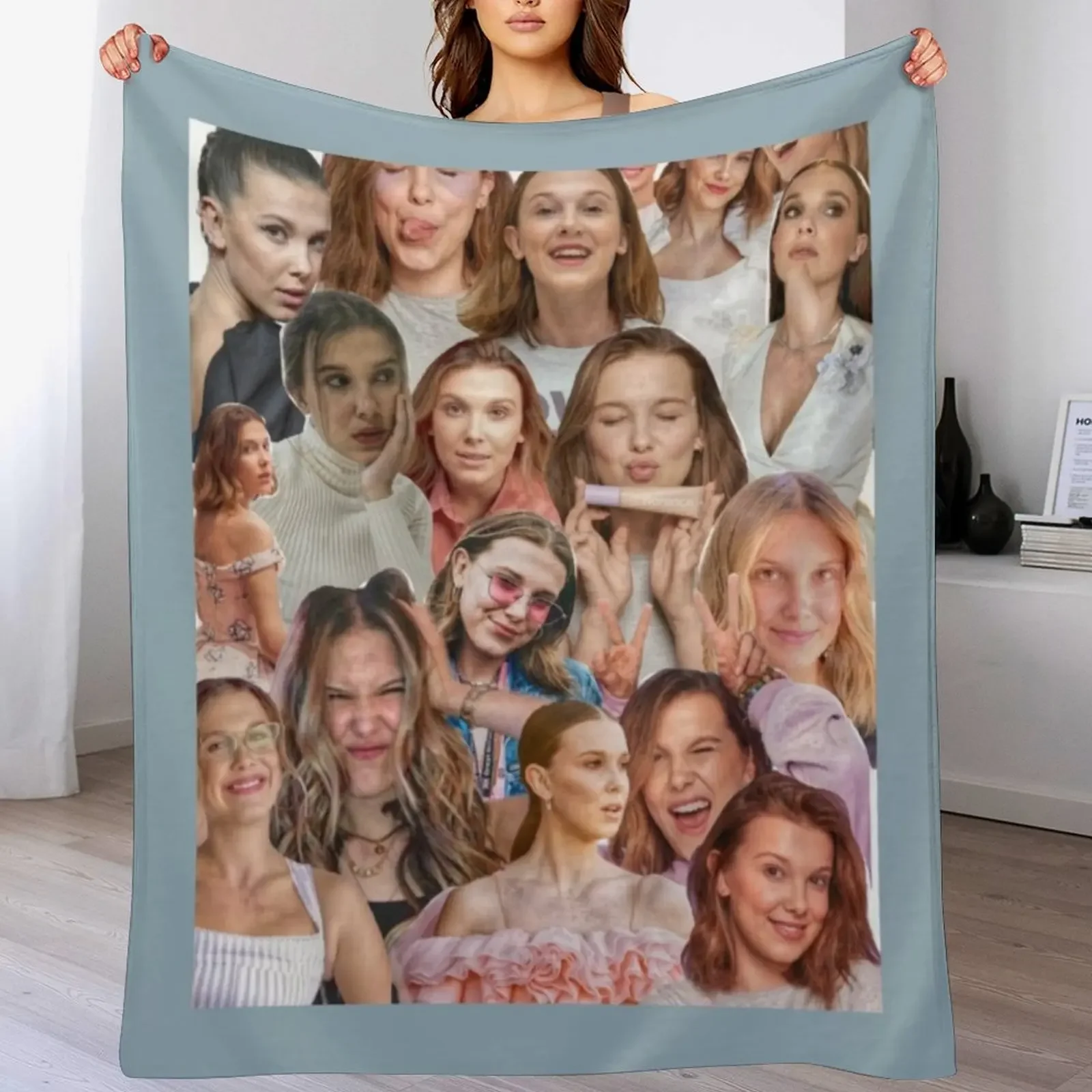 

New Millie Bobby Brown Edit Collage by Stasii Graphic Throw Blanket Weighted Thins for winter Hair Blankets