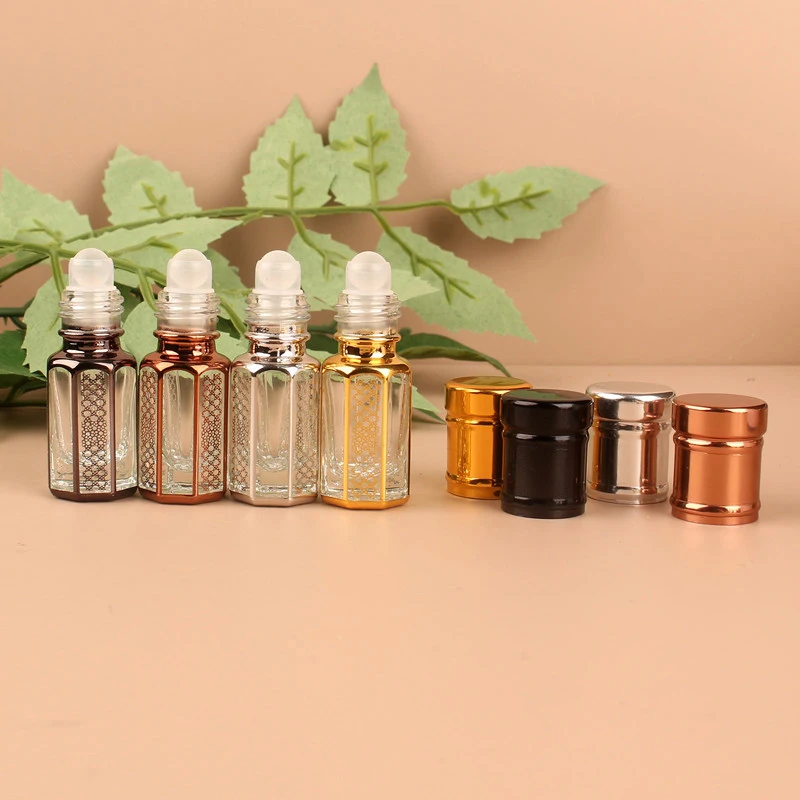 3ml Roll On Glass Bottle Aromatherapy Essential Oil Container Gold Luxury Empty Refillable Mini Roller Perfume Bottle