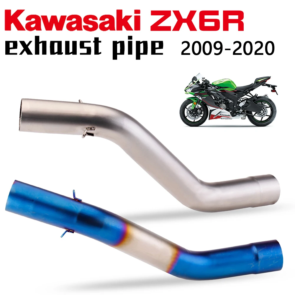 Motorcycle Exhaust Mid Tube Connect 51mm Muffler Slip On Titanium Alloy Middle Link Pipe For Kawasaki ZX6R ZX636 2004-2020