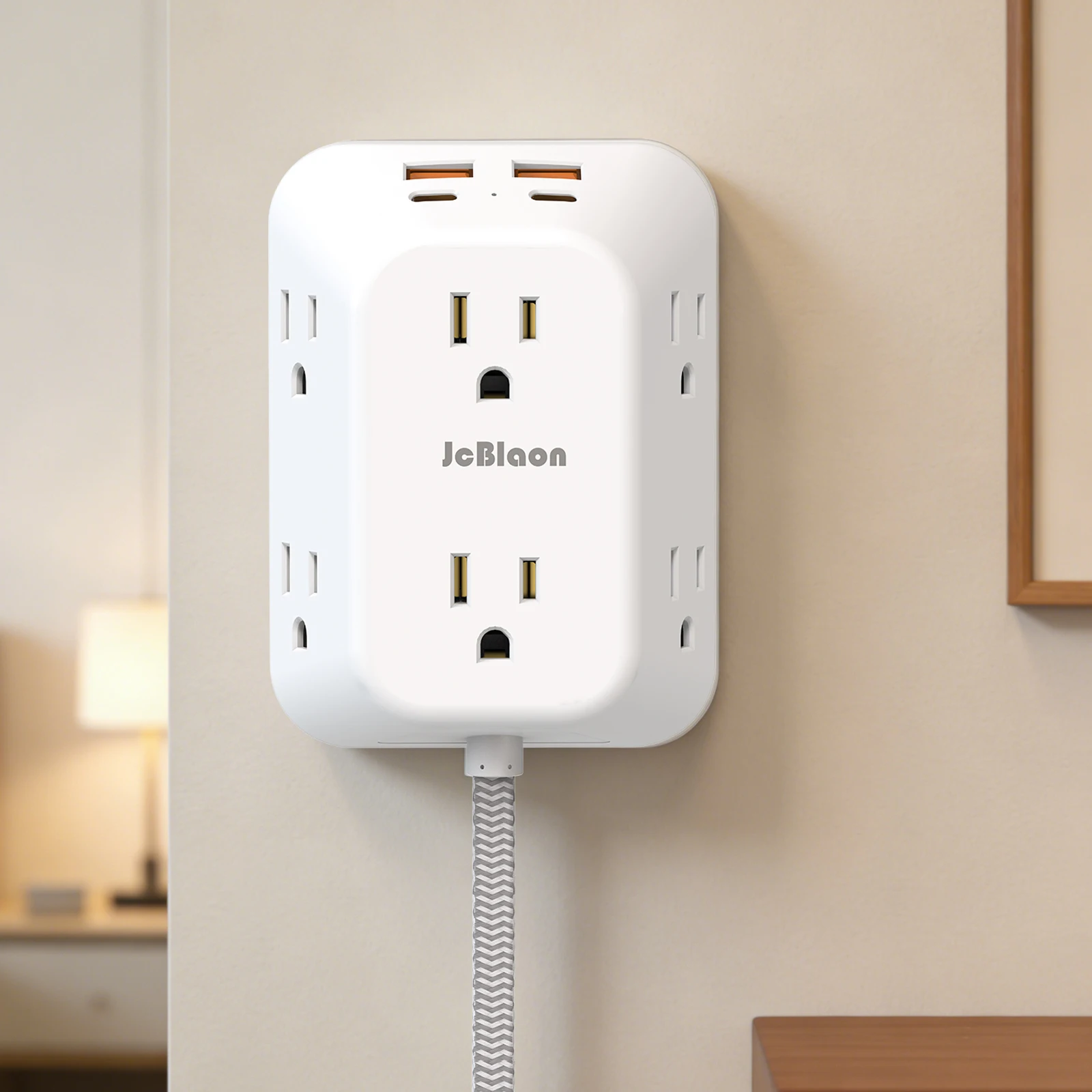 Power Strip with USB-C PD Fast Charging – US Plug Multi Outlet Extension Cord 6