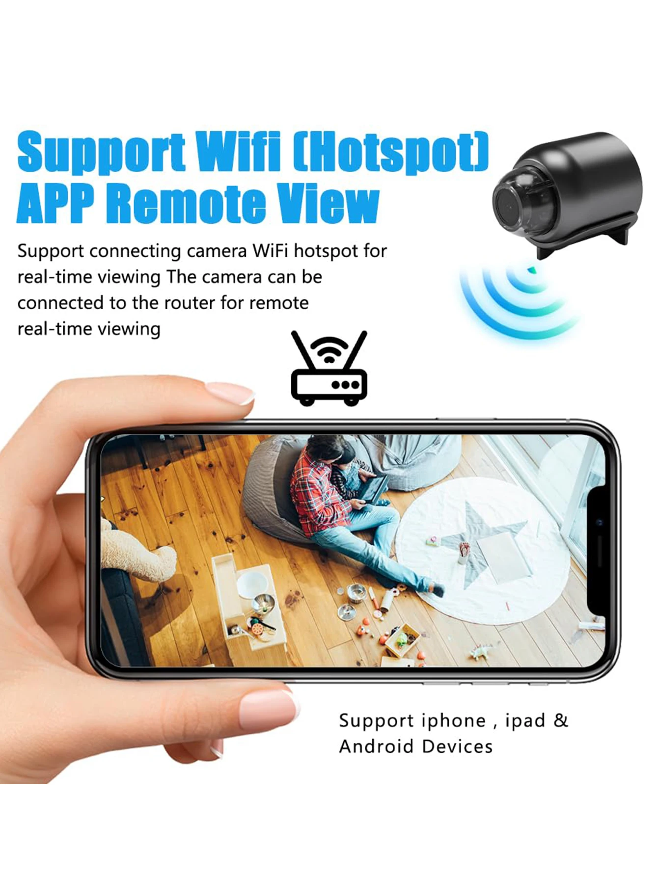 1080P Mini Camera WIFI HD IR Night Vision Camera with Built-in Microphone Remote Online Viewing for Home Store Warehouse Office