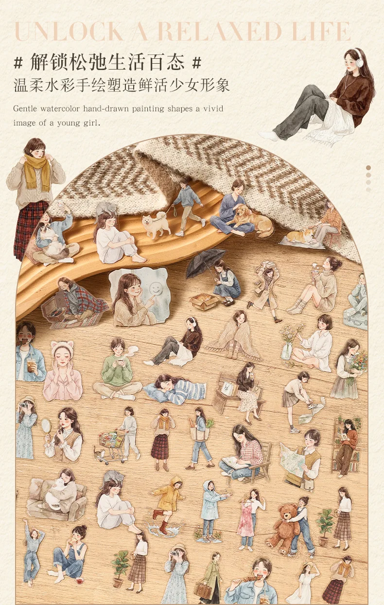 1 Packung/20 Stück Vintage Daily Girl Sticker Pack, Retro-Lifestyle-Charakter-Dekor-Aufkleber für DIY Scrapbooking, Tagebuch, Planer, Album – Detail 3