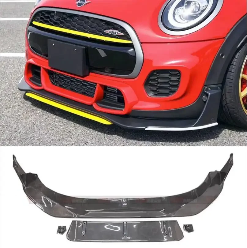 Real Carbon Fiber Front Bumper Lip Splitters Aprons Cup Flaps Cover For MINI F56 JCW GIOMIC-STYLE