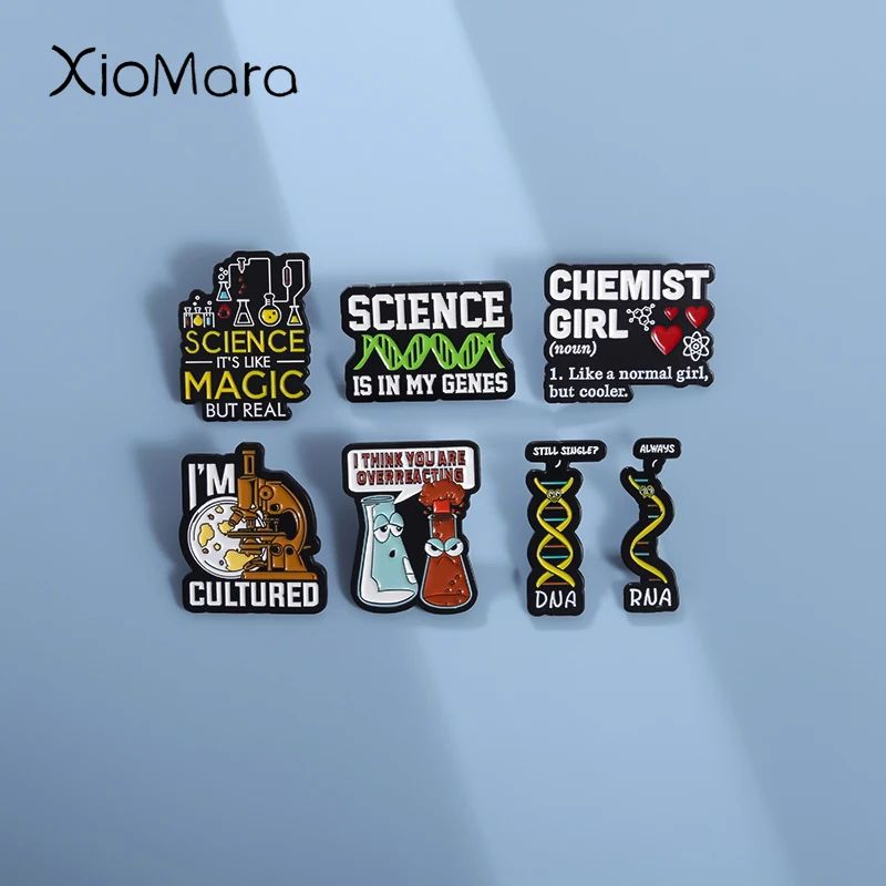 Gene Molecules Enamel Pins Chemical Reaction Metal Brooches Fashion Lapel Badge Backpack Clothes Jewelry Gift for friends