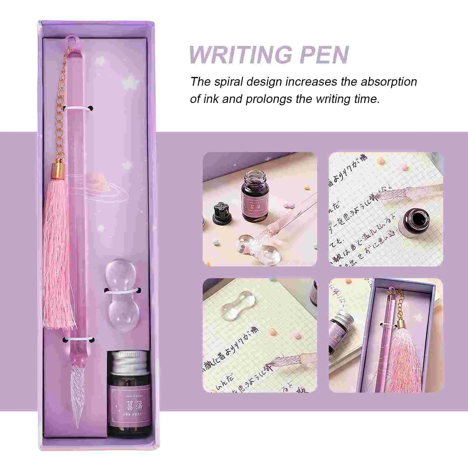 Handmade Glass Pen for Writing Chic Dip Filling Ink Manual Drawing Student Use