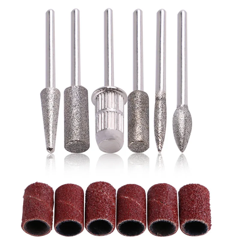 

6Pcs Nail Art Drill Bit Replace Sandpaper Head Set with Case Gel Tips Grinding Polishing Shaping Machine Rotary Tool Kits