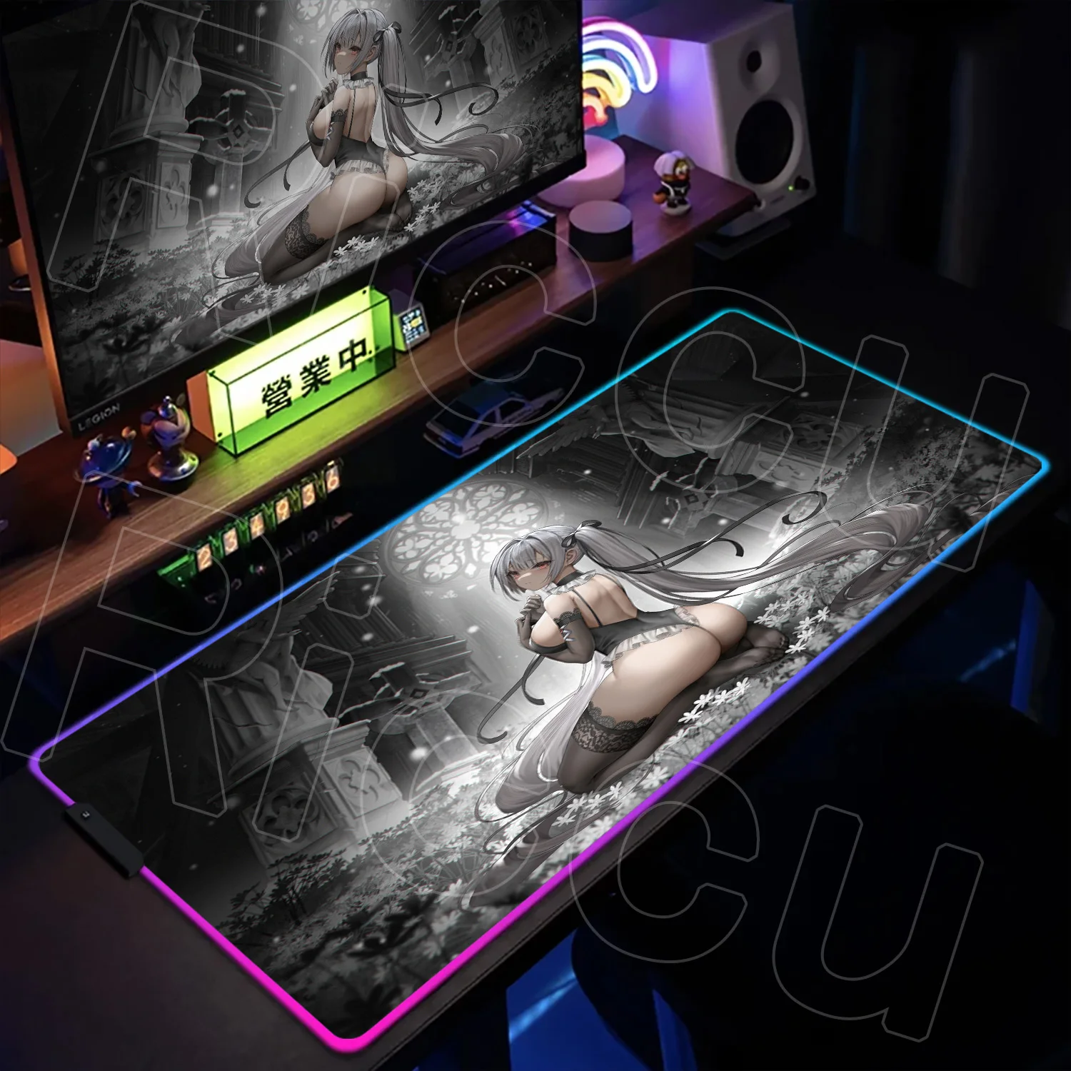 แผ่นรองเมาส์ RGB HD Hentai Xxl ลายสาวอนิเมะเซ็กซี่ R18 อุปกรณ์เสริมอีสปอร์ต แผ่นรองเมาส์ขนาดใหญ่ 400x900 มม. ไฟ LED สำหรับวางบนโต๊ะคอมพิวเตอร์