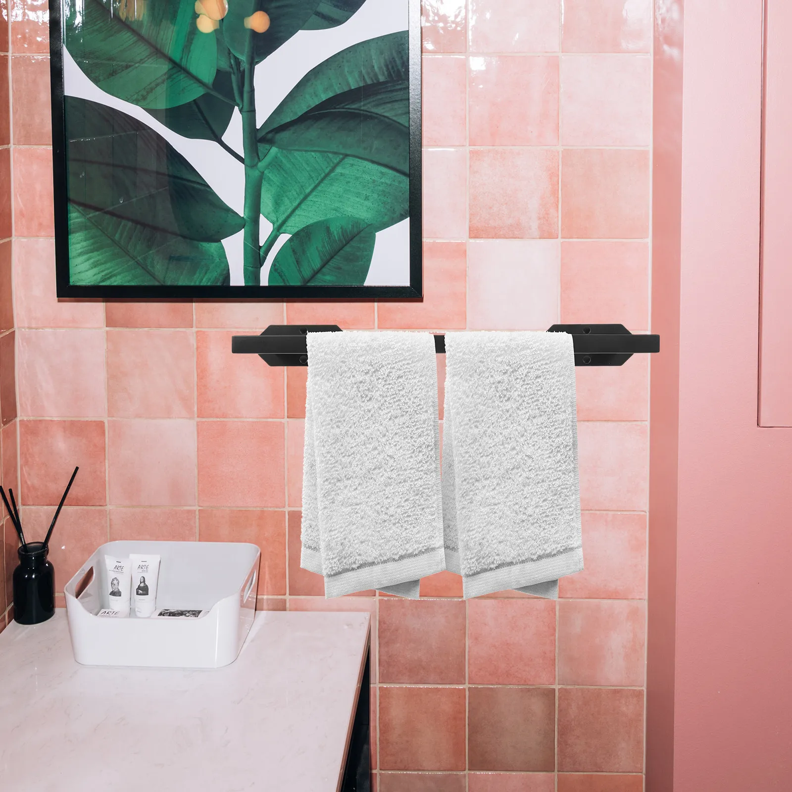 

Stainless Steel Towel Rack Wall Mounted Bathroom Organizer for Towels Washcloth Dish Cloth No Drill Installation Kitchen