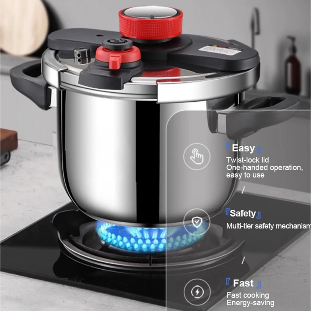MTM 8L Stainless Steel Pressure Cooker Fast-Cooking CE Certified Explosion-Proof Gas Induction Compatible
