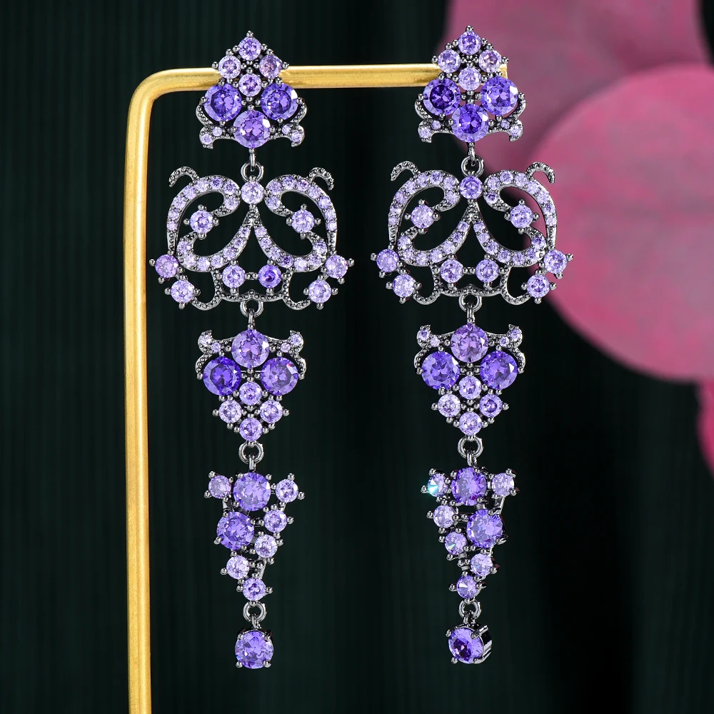 

Siscathy Fashion Luxury Long Drop Earrings Women Cubic Zirconia Prom Party Celebration Fine Jewelry Accessories boucle d'oreille