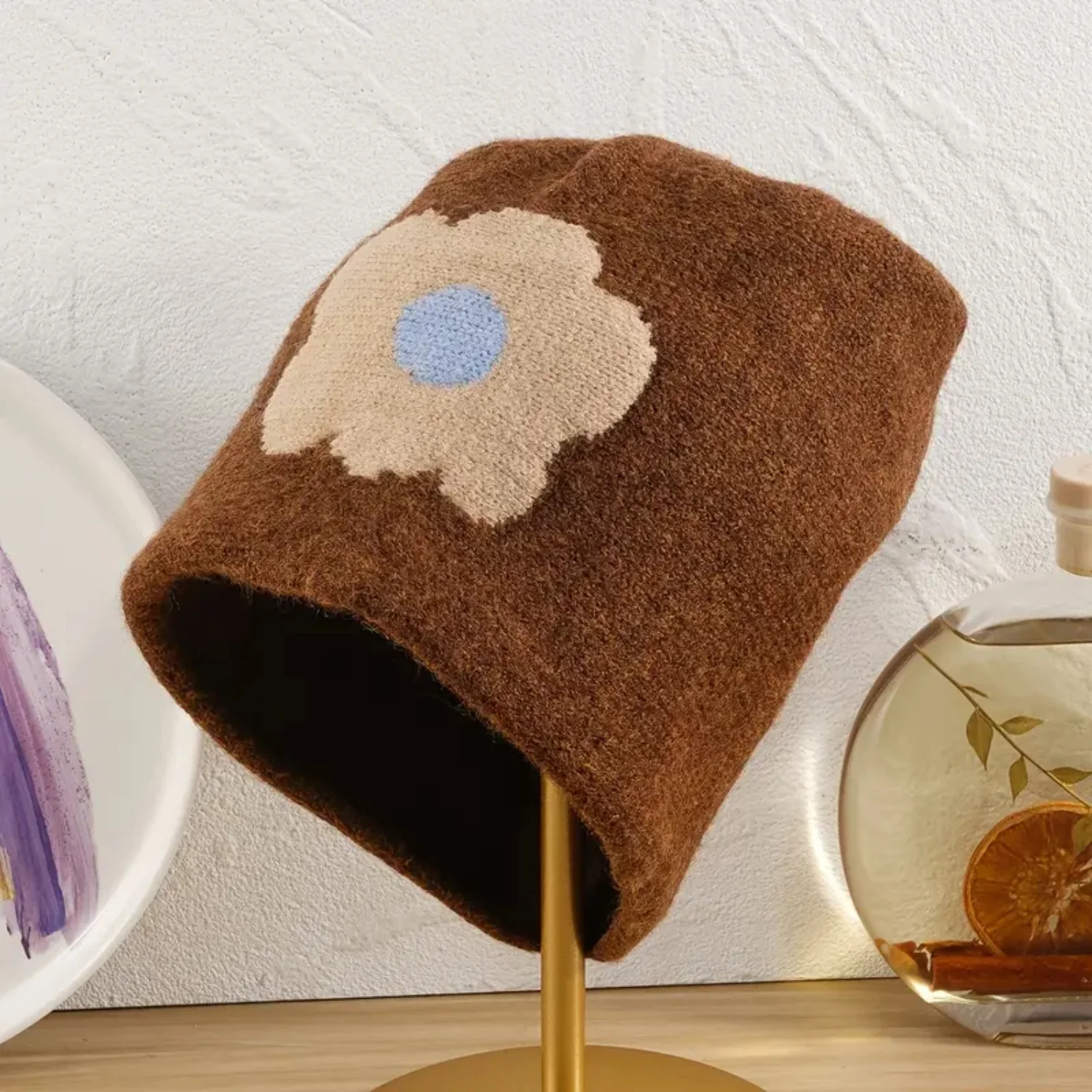 Winter Cute Flowers Bucket Hat Beanie for Women Girls - Outdoor Fashion Casual Style