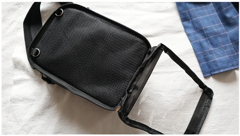 Japan Portable School Girls Small Canvas Shoulder Bag Fashionable Mesh Pocket  Crossbody Bags Women Handbag Outdoor itabag
