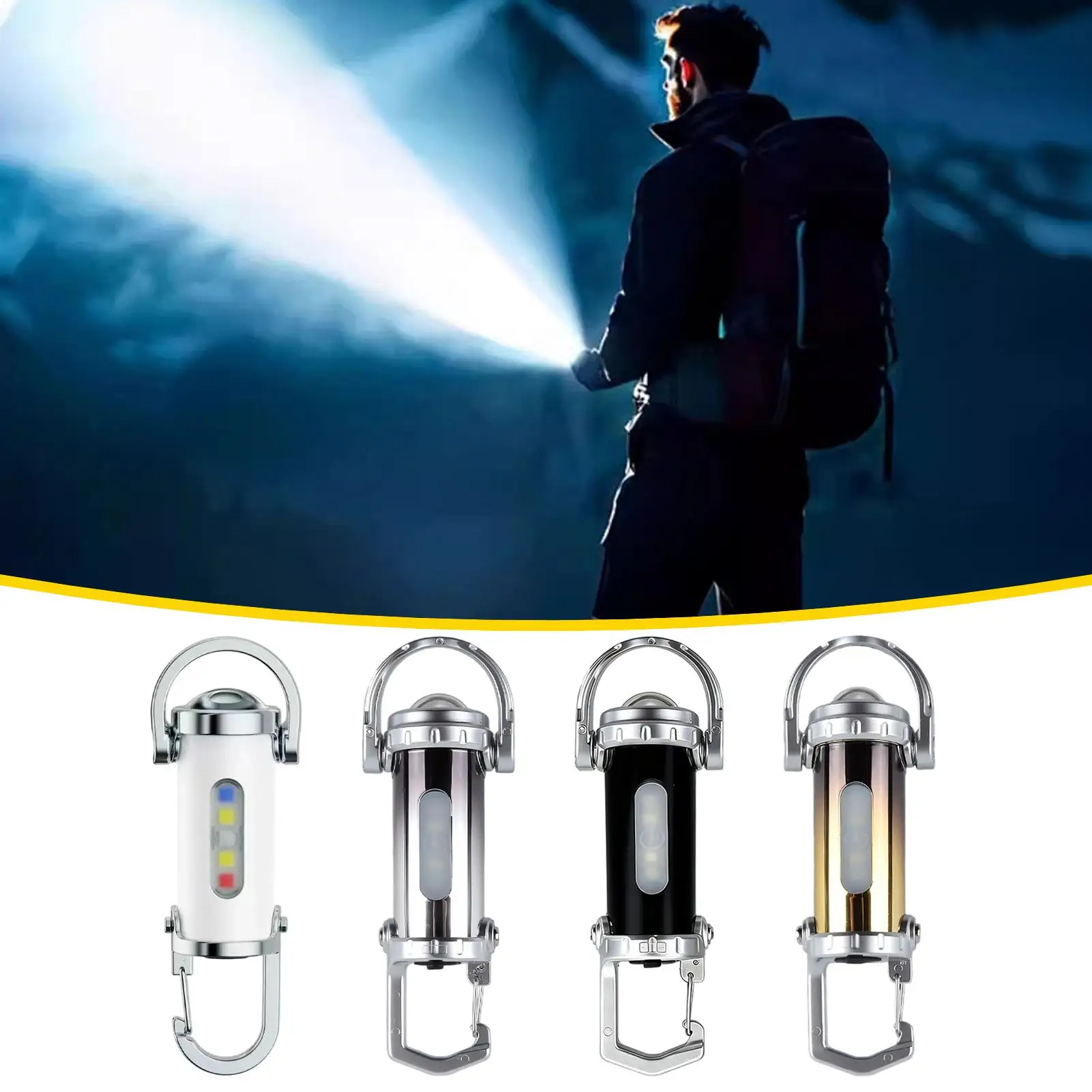 Mini Flashlight 1200 Lumen Waterproof Keychain Lamp Flashlight Rechargeable With 5 Lighting Modes For Camping Hiking Outdoor