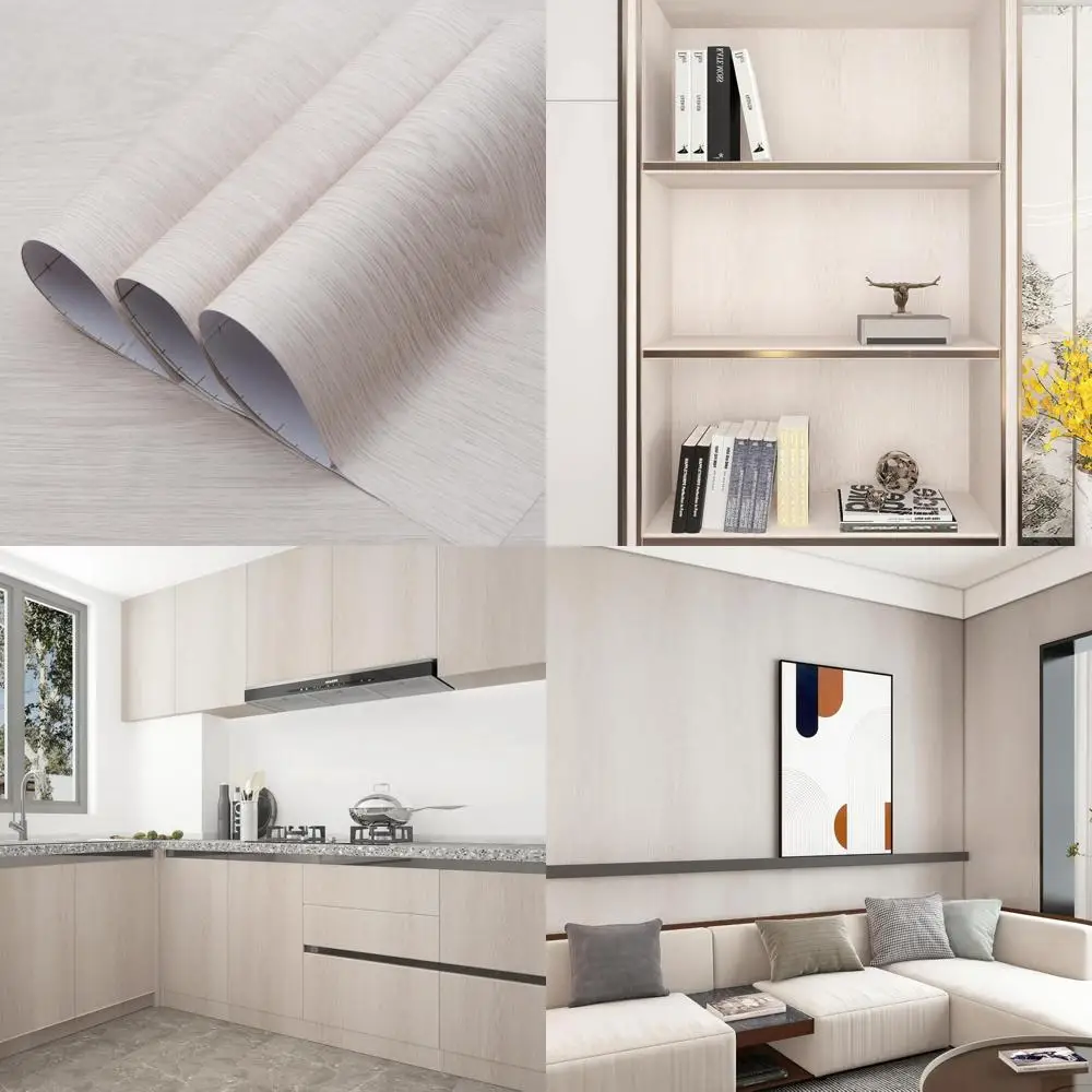 ورق جدران من الفينيل عريض جدًا من خشب البلوط الأبيض والبيج والأبيض قابل للتقشير واللصق بفتحة دليل الهواء ورق اتصال خشبي خفيف للأسطح الكبيرة