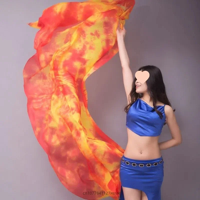 

Female Belly Dance Scarf Tie Dyeing Silk Mulberry Silk Children's Adult Group Dance Performance Silk Hand Throwing Yarn
