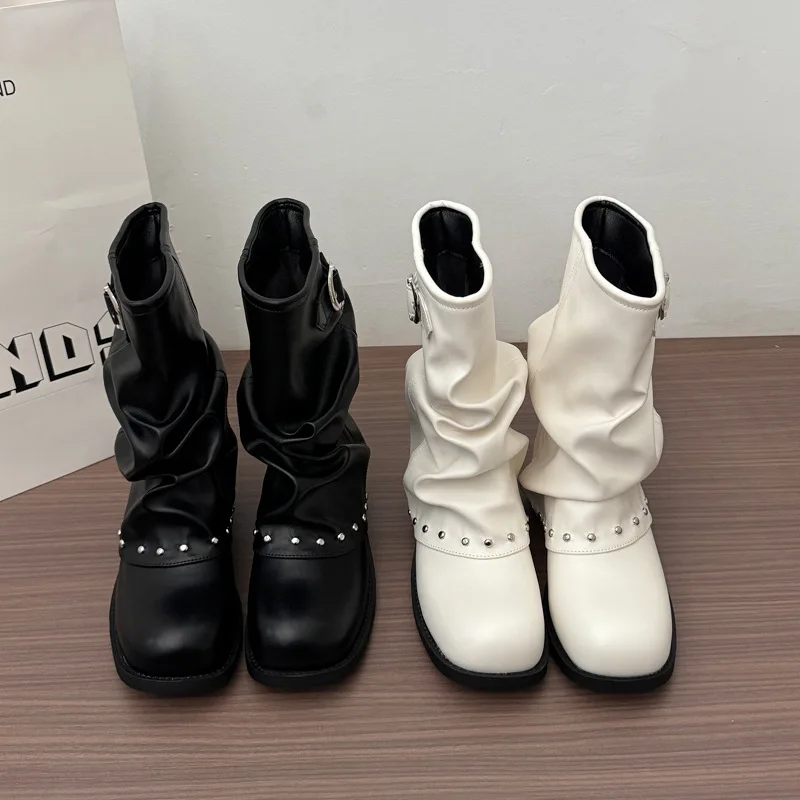 Pointed Toe Ankle Boots Women 2026 New Style Platform Chunky Heel Boots