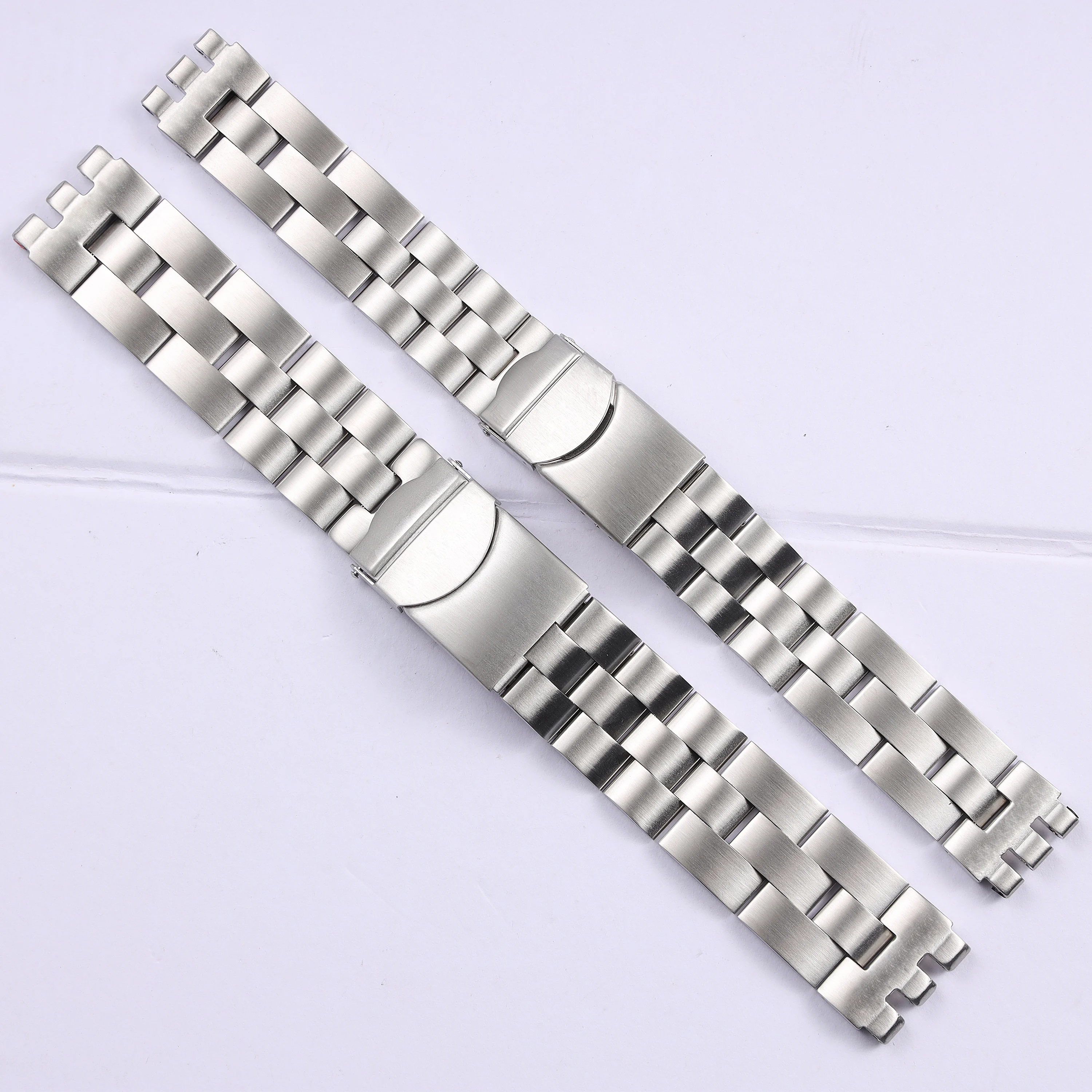 

17*19mm 20*22mm brushed silver solid stainless steel watchband for Swatch solid stainless steel watch strap Men wrist bracelet