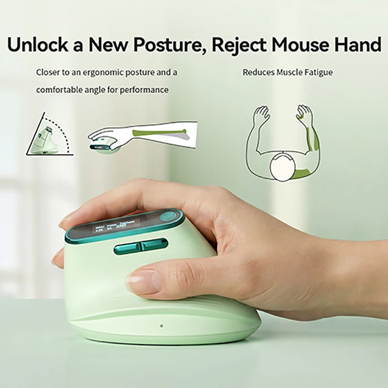 Ergonomic Vertical Mouse,Bluetooth &2.4G Wireless Mouse with Display,Rechargeable 16000DPI Optical Mice for Window/Mac OS