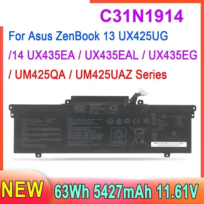 Top C31N1914 Laptop Battery For Asus ZenBook 14 UX435EA UX435EG UM425QA UM425UAZ Ultralight UX435EAL 13 UX425UG 63Wh