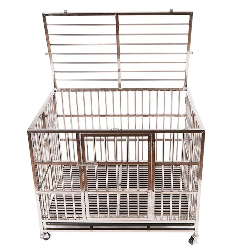 

Stainless Steel Dog Cage Small Medium and Large Dog Cage Teddy German Indoor Folding Pet Dog Cage