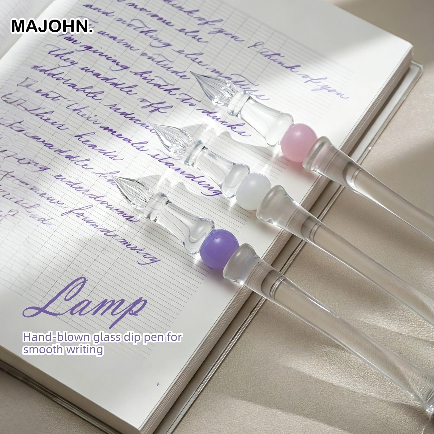 MAJOHN Lamp Shade Crystal Glass Dip Pen Hand Account Drawing Line DIY Creation Smooth Writing Stationery School Office Supplies