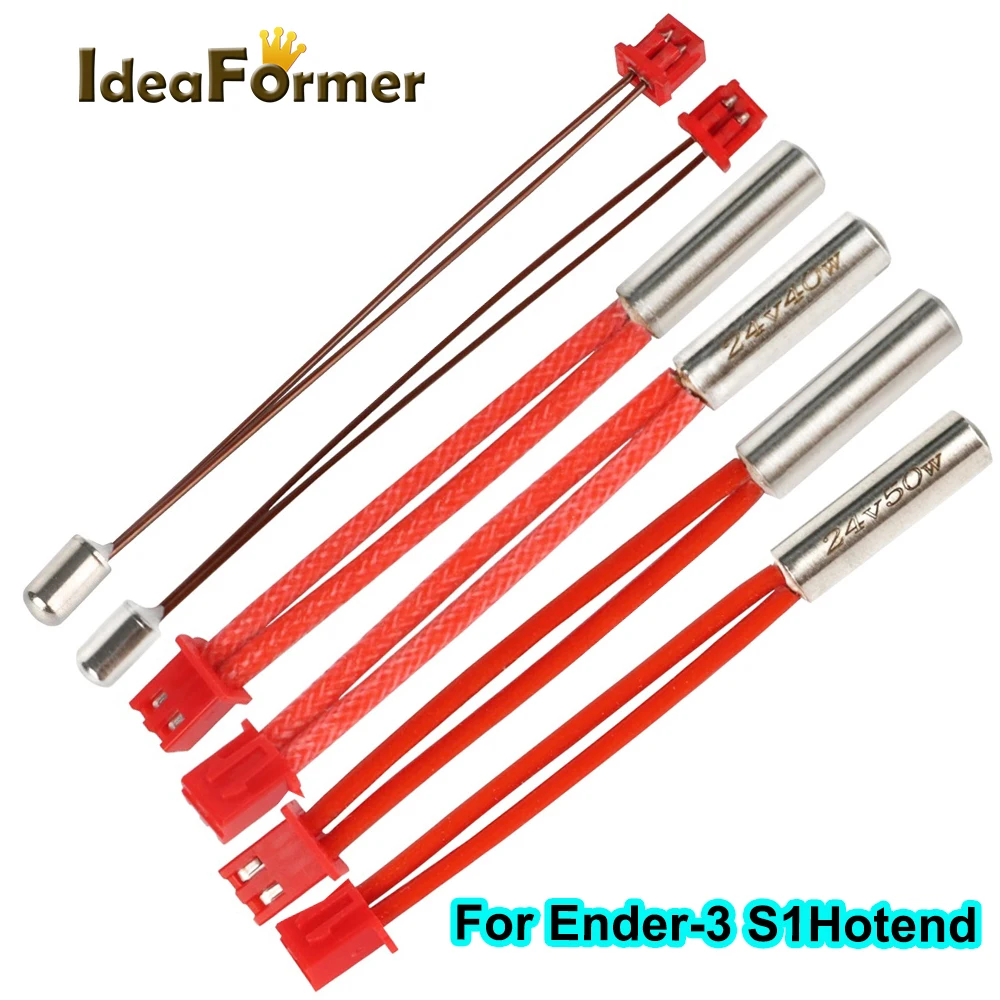 

100K Thermistor Temperature Sensor XH1.25 Terminal 3D Printer Parts 24V 40W/50W Cartridge Heater XH2.54 For Ender-3 S1 Hotend