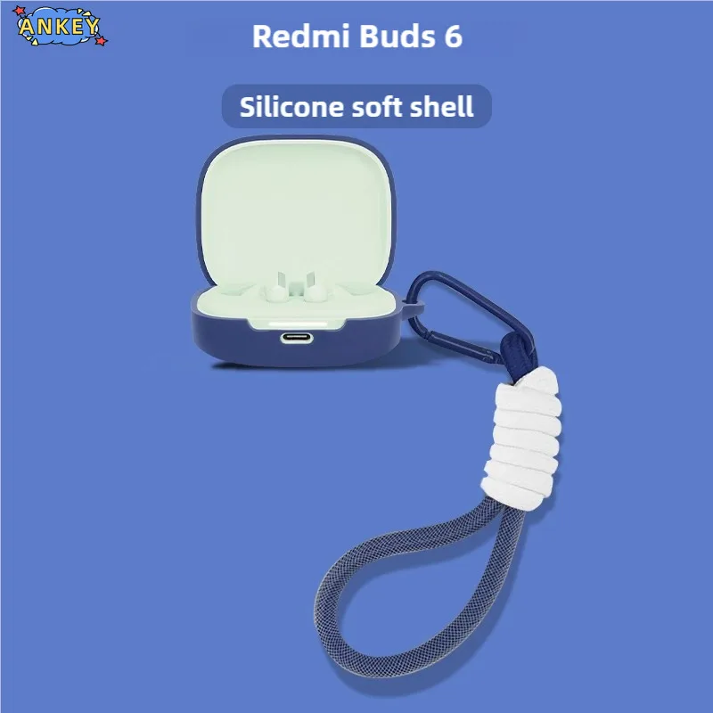 Case for Redmi Buds 6 Soft Protective Cover buds6 Nylon Lanyard Headphone Shells Anti Dust Sleeve Hand Rope Strap Accessories
