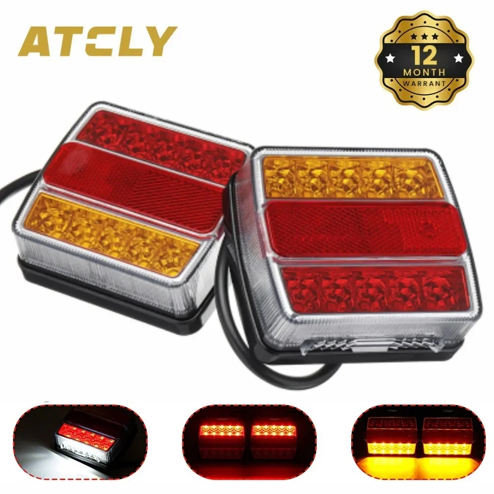 

2PCS 12V Rear Side LED Trailer Truck Tail Light Turn Signal Number Plate Light Indicator Waterproof Trailer Bus Lorry Caravan