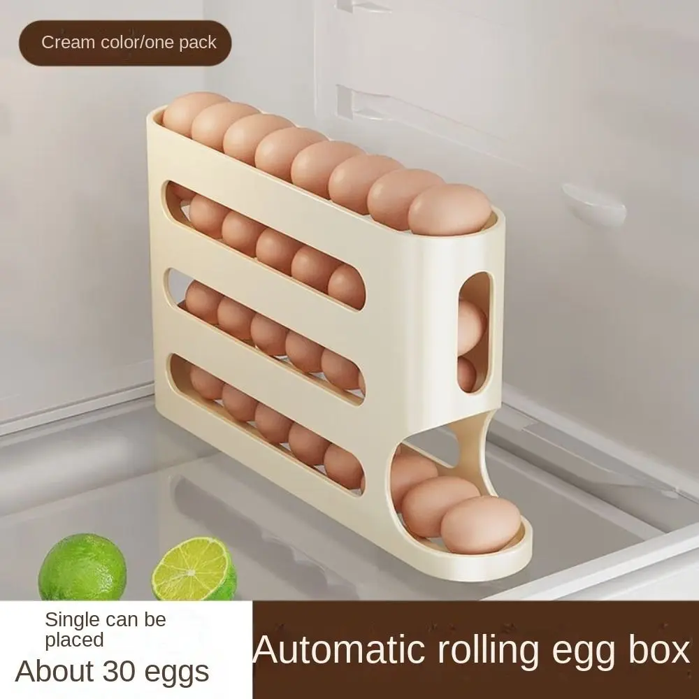 

4 Layers Automatic Scrolling Egg Rack Holder Household Automatic Scrolling Refrigerator Organizer Large-capacity Egg Storage Box