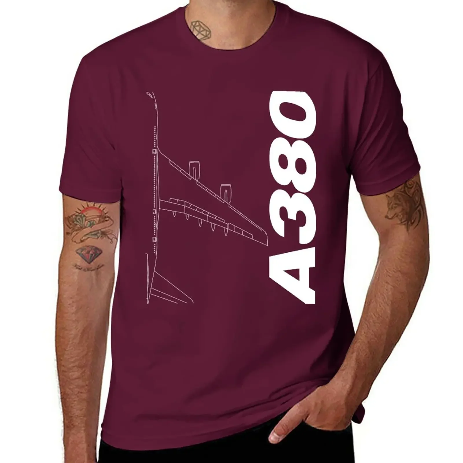 تي شيرت رجالي بأكمام قصيرة ، توبات قطنية ، A380 ، إيرباص A380 ، هاراجو ملابس الشارع ، ملابس ، جديد