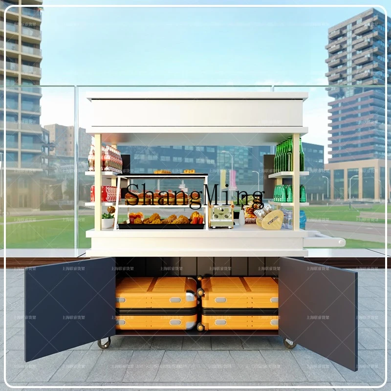 LXY shopping mall indoor display mobile cabinet metal paint sales trolley