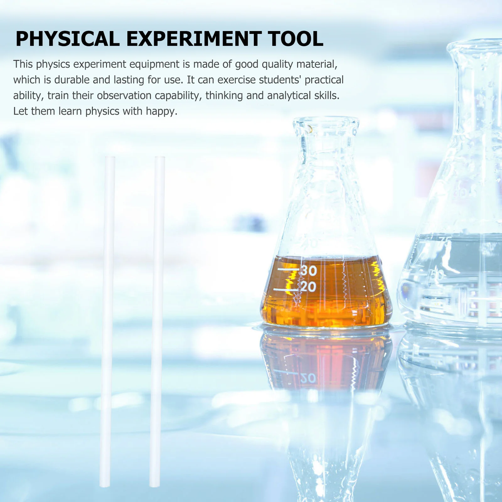 

2pcs Friction Electrification Rod Glass Stick For Physics Experiments Static Electricity Learning Equipment Teaching Tool Lab