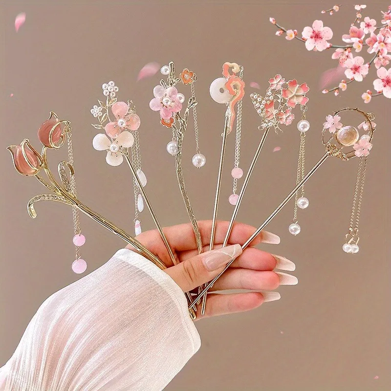 Elegant Chinese Style Hairpin Sweet Resin Alloy Hair Stick Daily Long Skirt Matching Women's Jewelry Hair Accessory Hair Needles