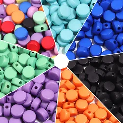 Acrylic Beads 100Pcs 7x3.8mm Round Flat Smooth Loose Spacer Beads For Jewelry Making Bracelet Necklace DIY Accessories Handmade