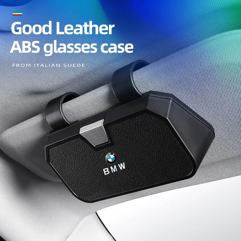 Car Logo Glasses Case Sun Visor Sunglasses Card Organizer Box For BMW X1 X2 X3 X5 X6 X7 M3 M4 F15 F25 F30 E36 E39 E46 E87 E90