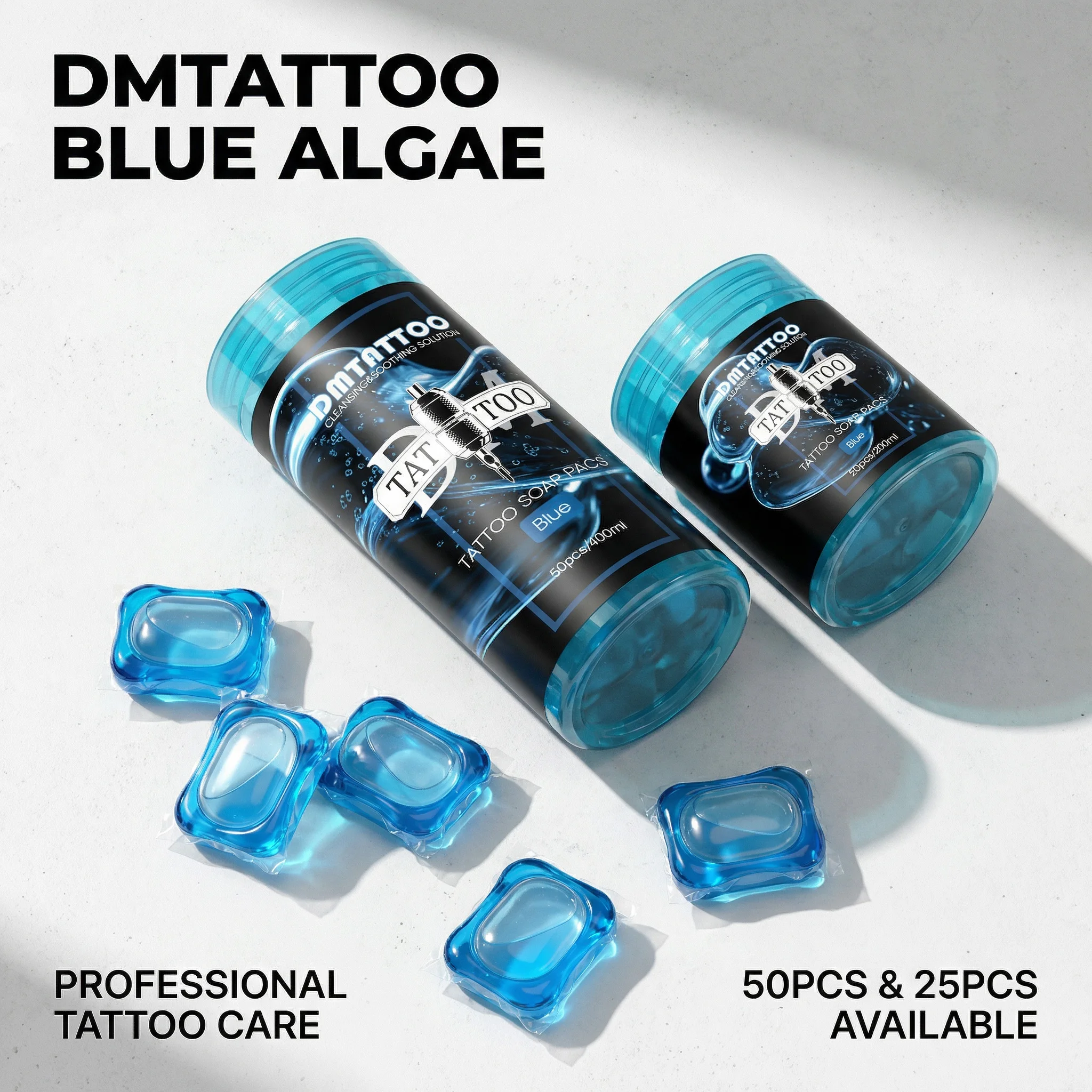 

DM Tattoo Blue Soap 25/50PCS Blue/Pink Soap Pacs Mild Tattoo Cleansing & Soothing Aftercare Solution Soap Pacs for Tattoo Salon