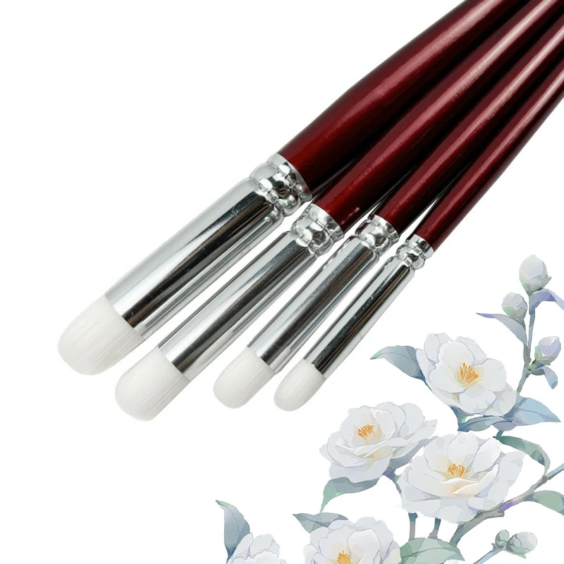 Juego de 4 Uds de pinceles secos, pelo de lana redondo corto, pintura al óleo, pintura de acuarela, molde hecho a mano, modelo de cerámica, pincel de técnicas reales