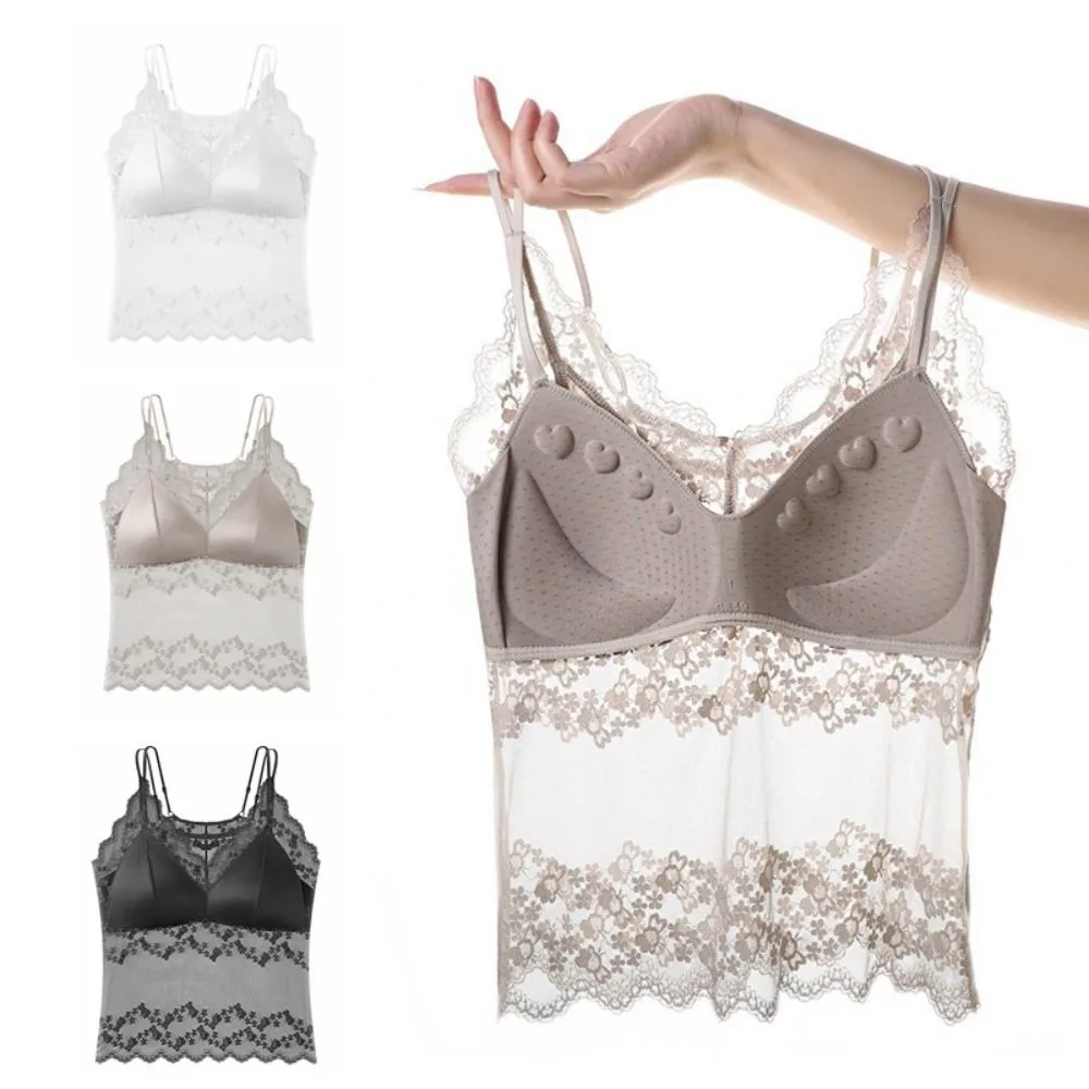 

Fashion Mesh Transparent Lace Camisole Thin Sleeveless Lace Sling Crop Tops Undershirt Slim Fit Suspender Vest Women