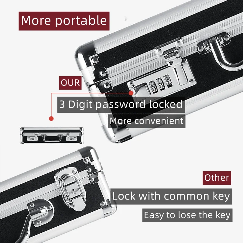 Aluminum Tool Box with Password Lock Portable Instrument Case Safety Protector Organizer Aluminum Hard Case Suitcase with Sponge