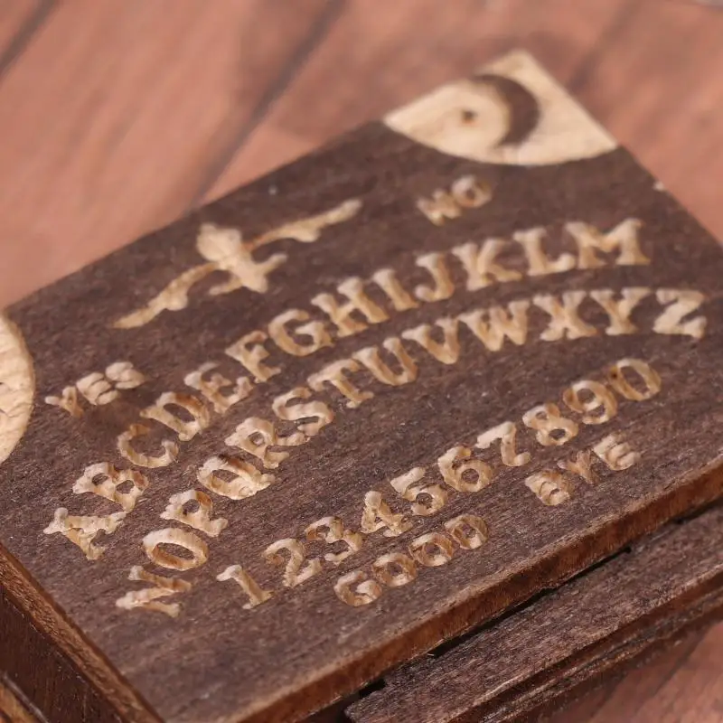Retro Mini Holz-Ouija-Brett mit Schublade, Miniatur-Spirit-Brett, Mikrolandschafts-Szenen-Ornament, Heim-Desktop-Dekoration – Detail 13