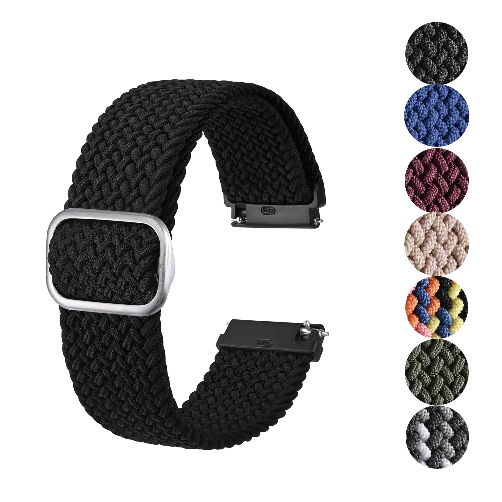 BISONSTRAP Adjustable Stretch Nylon Washable Watch Strap for Men Women 18mm 19mm 20mm 22mm for Samsung Galaxy Gear Huawei