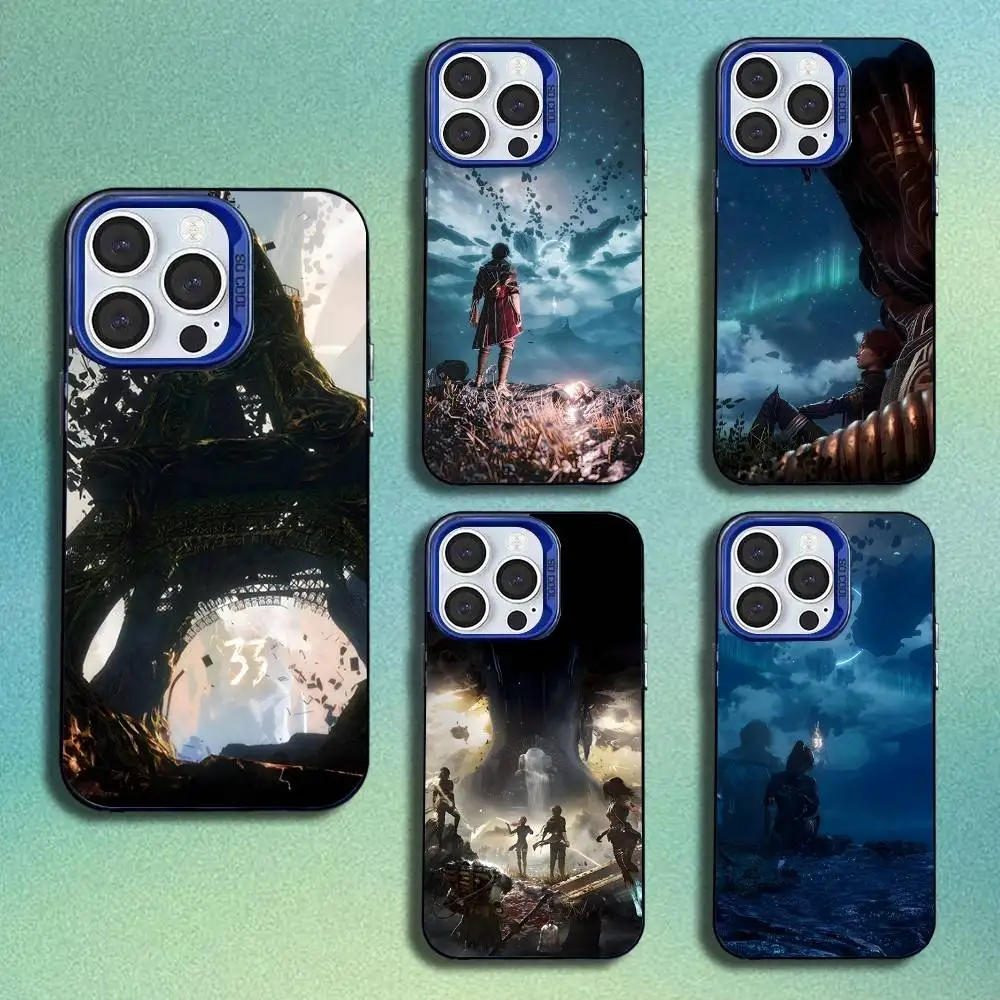 

C-Clair Obscur Expedition 33 Phone Case For iPhone 16,15,14,13,12,11,Mini,Pro,SE,MAX Blue Matte Silicone Cover