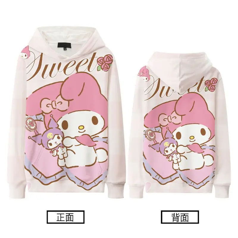 Sanrio kawaii moja melodia dziecięca bluza z kapturem zimowa dziewczynek anime urocza plus aksamitna, zagęszczona kurtka w zachodnim stylu