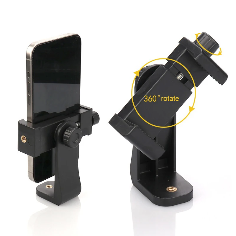 Horizontal and Vertical Rotating Phone Clip Compatible With 1/4 Screw Cellphone Holder Desk Tripod Adapter For iphone Samsung