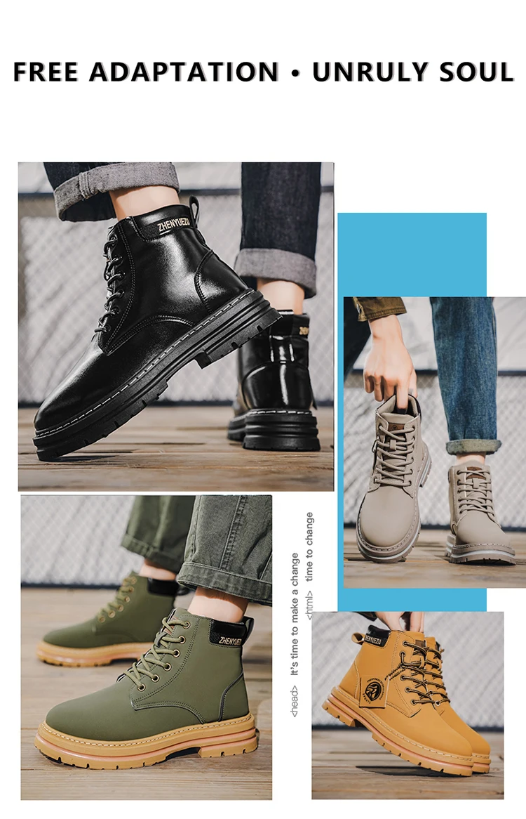 Modische Herren-High-Top-Stiefel, weiches Komfortfutter, verschleißfeste Sohle, ideal für Outdoor-Sport und Wandern. – Detail 3
