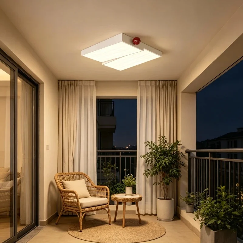 Modern Minimalist White Round LED Ceiling Light with Red Accent for Bedroom Living Room