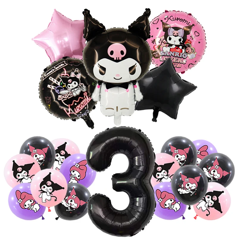 Kuromi Birthday Party Decoration My Melody Aluminum Foil Balloon For Kid Event Supplies Disposable Tableware Banner Backdrop